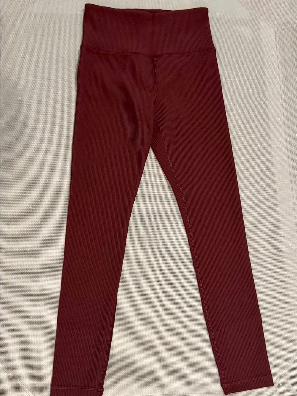 NWOT Athleta Elation Ribbed High-Waist Leggings 28” - Burgundy - Size Small
